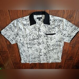 Vintage 90s paint splatter black and white button down shirt Size 2X